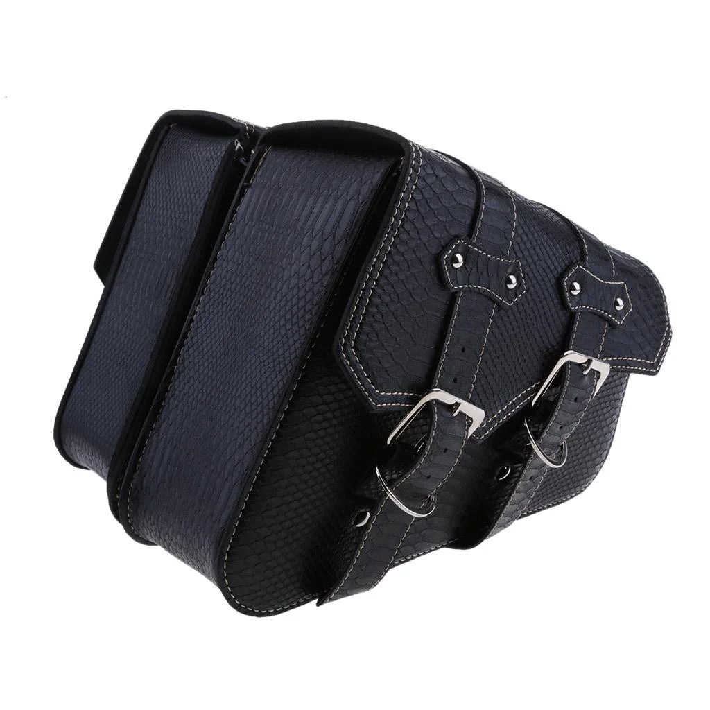 Black Leather Motorbike Pannier Saddle Bag V10313