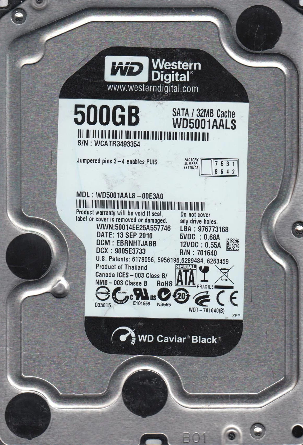 500GB SATA 3.5 Hard Drive K52755