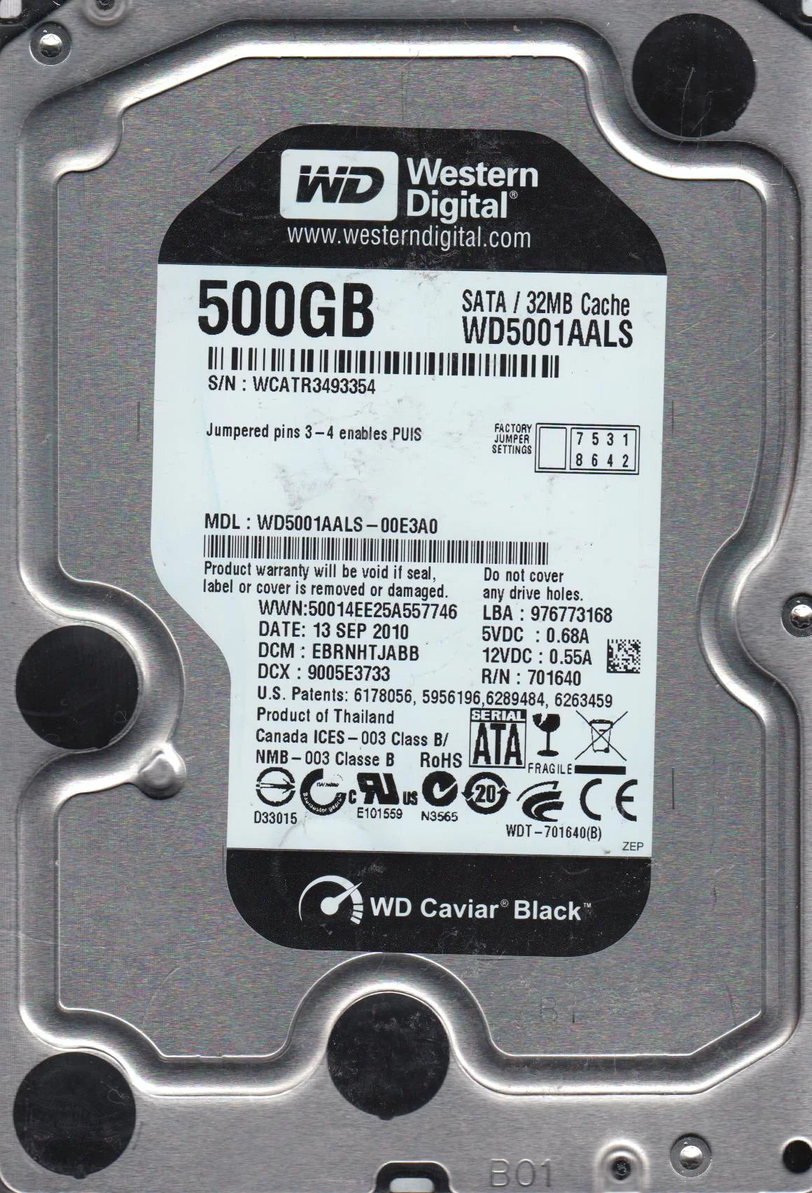500GB SATA 3.5 Hard Drive K52755