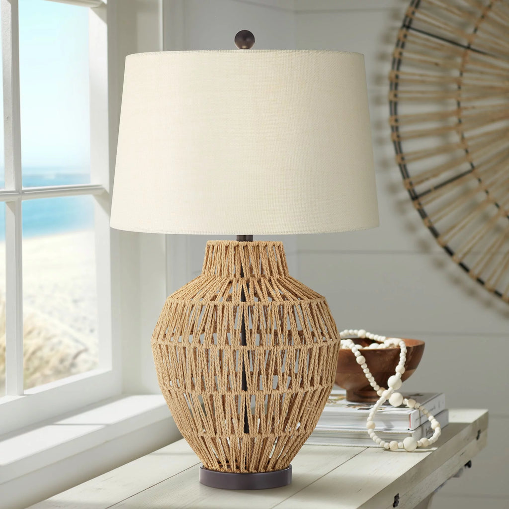 Modern Coastal Table Lamp 27" Tall Natural Wicker S85022