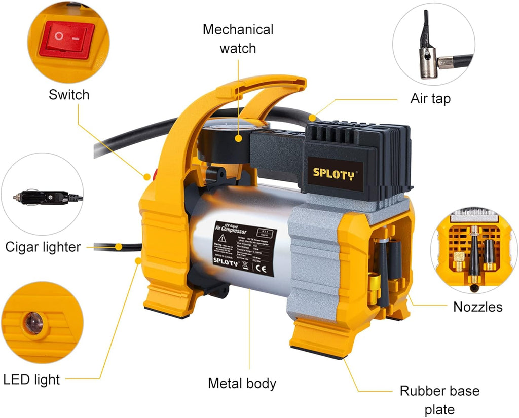 12V DC 140W Portable Tire Inflator with LED Light A154557