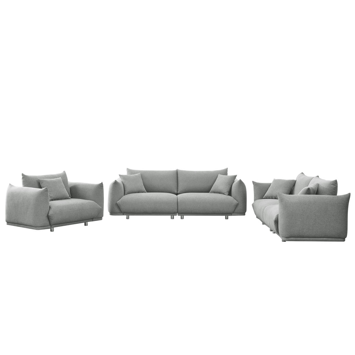3-seater + 2-seater + 1-seater Combination Sofa with Solid Wood Frame and Metal Legs, 5 Pillows D3089