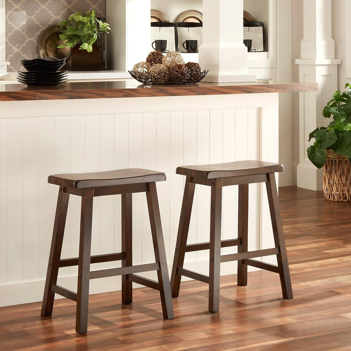 Cherry Saddle Stool Set of 2 I83015