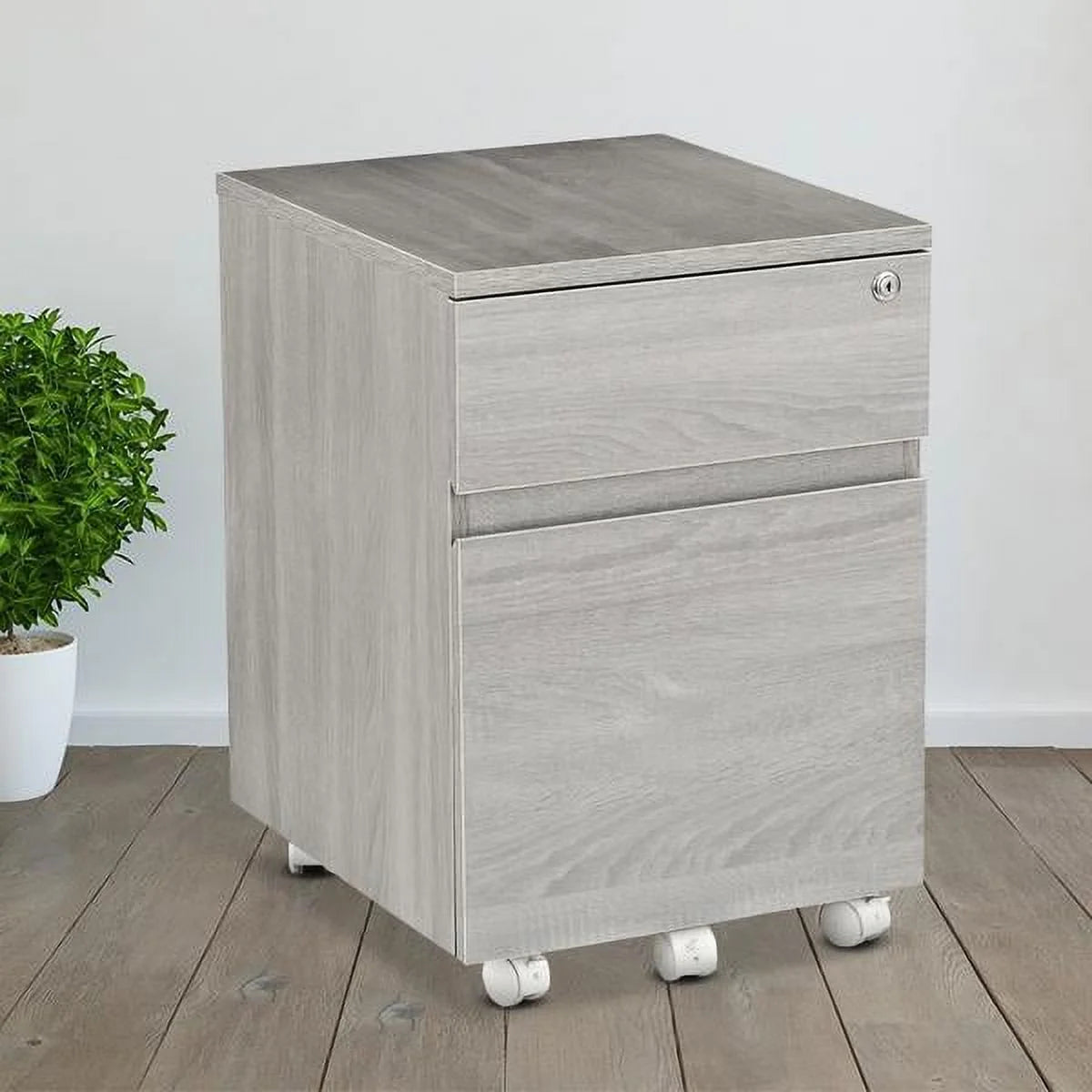 Grey Two Drawer Vertical Filing Cabinet with Lock J92580