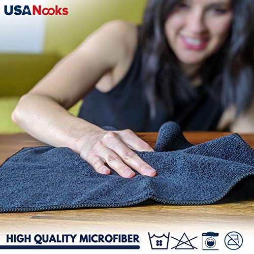 Grey 12 Pcs Microfiber Cleaning Cloth R86294