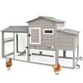 Large Chicken Coop with Wheels, Wooden Hen House, 2 Story Poultry Cage with Nesting Box and Pull Out Trays X9851