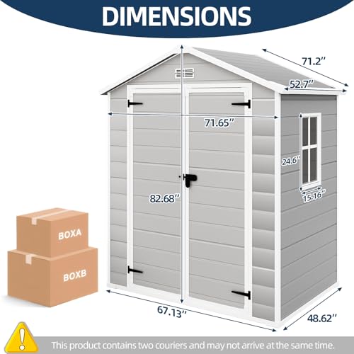 Outdoor Resin Storage Shed with Floor (6 * 4.4 FT) V677