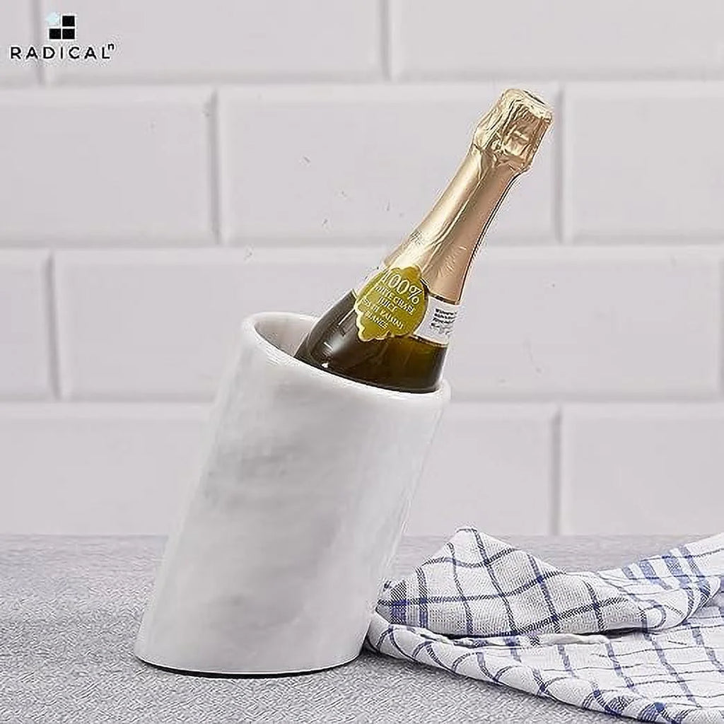 White Handmade Marble Wine Cooler L463