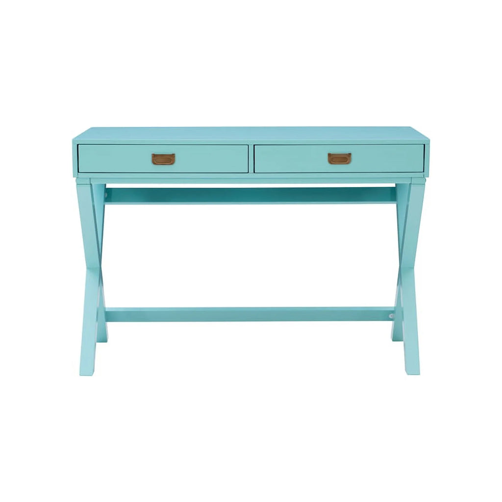 Blue Wood Two Drawer Writing Desk P93105