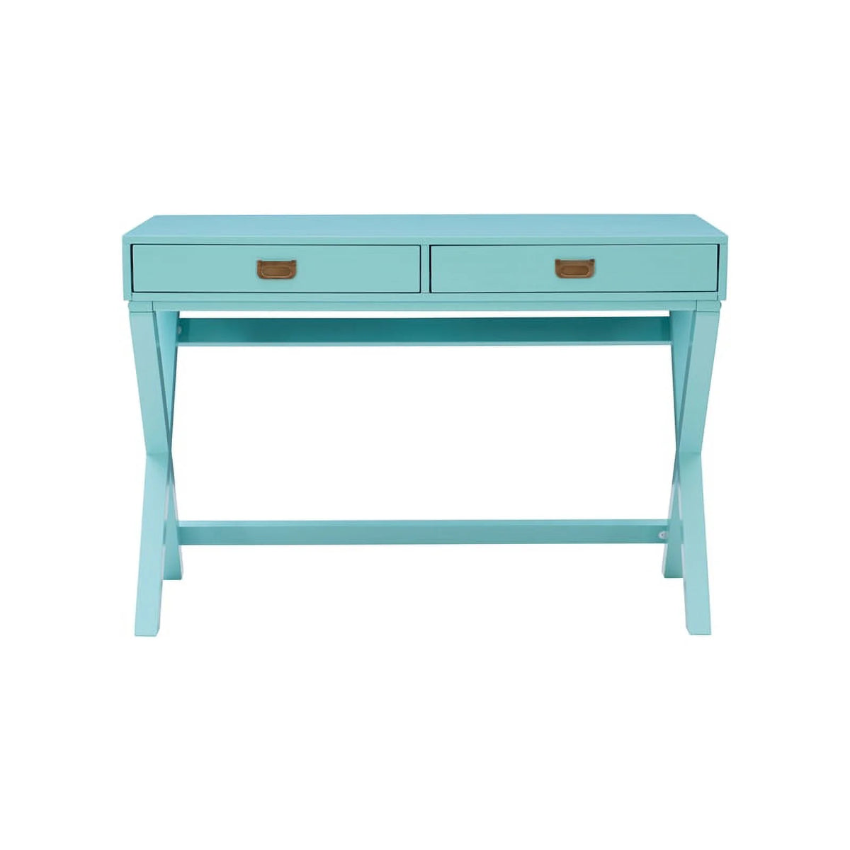 Blue Wood Two Drawer Writing Desk P93105