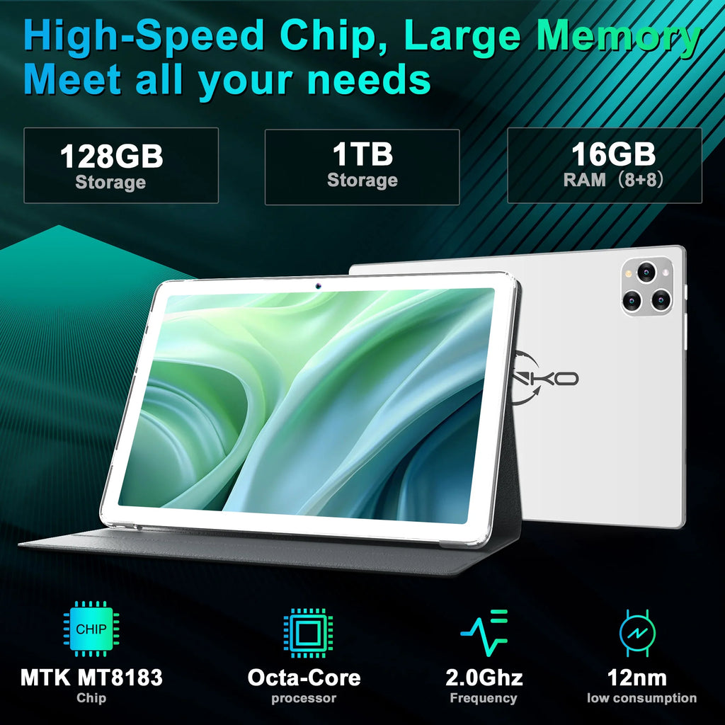 10 Inch Android 13.0 Tablet, 128GB ROM+16GB RAM, Octa-Core, FHD Display U40834
