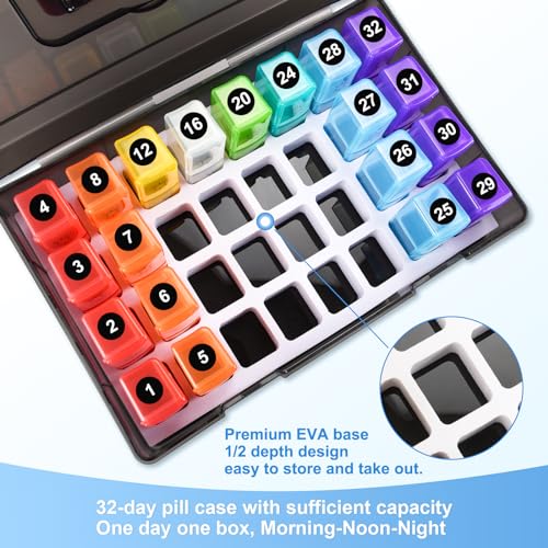 Black Monthly Pill Organizer 2 Times a Day 30 Day with Travel Case Y804