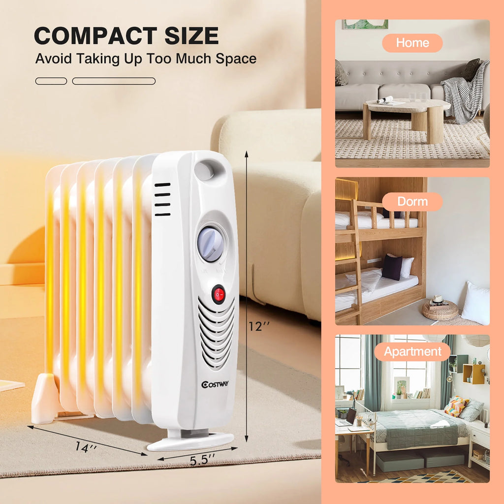 Portable Mini Electric Oil Filled Radiator Heater 7-Fin A34813