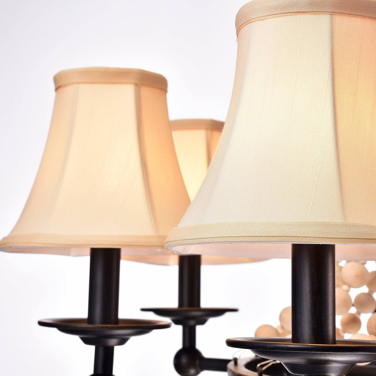 8-Light Candle Style Chandelier with Wood Accents L2394