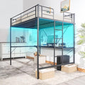 White Twin Loft Bed with Desk and Storage H79698