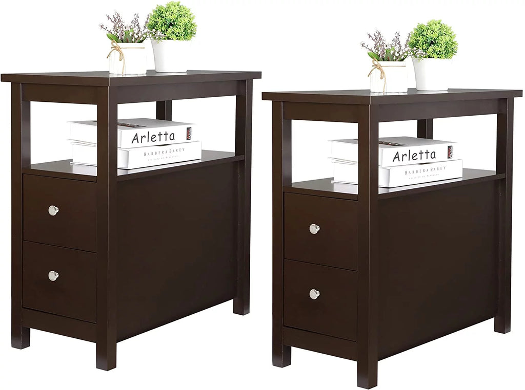 Side End Table Set of 2 Narrow T157