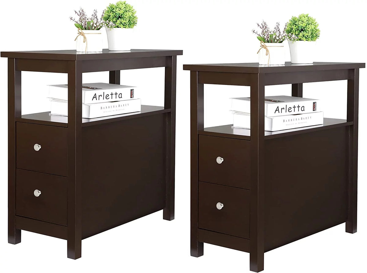 Side End Table Set of 2 Narrow T157