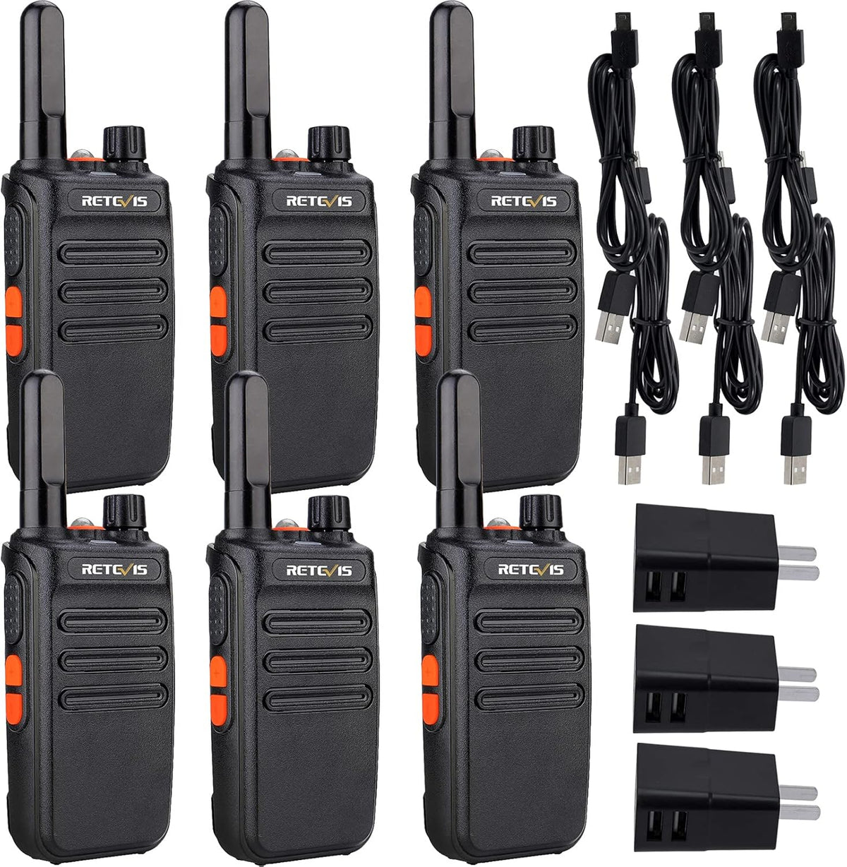 Walkie Talkie 6 Pack, Two Way Radios with Flashlight Z7508