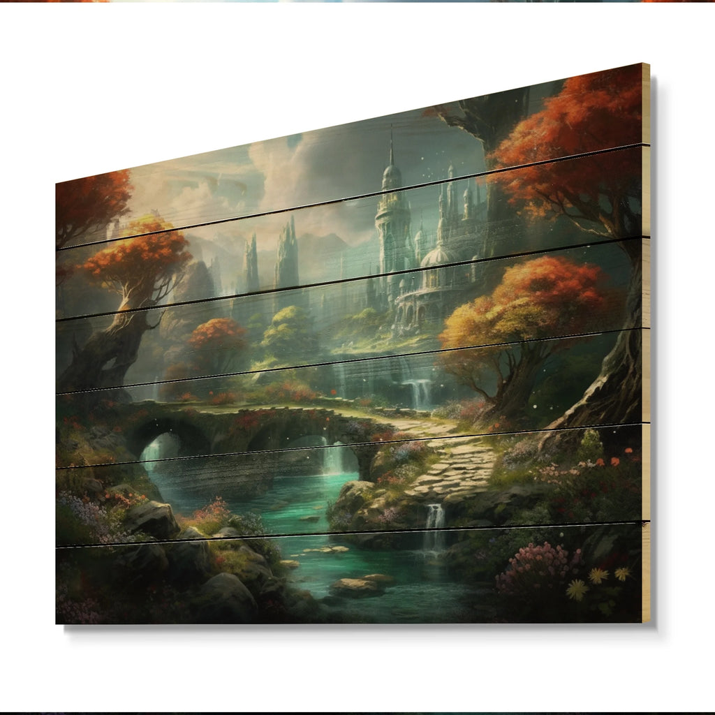 Castles Print on Natural Pine Wood L56096