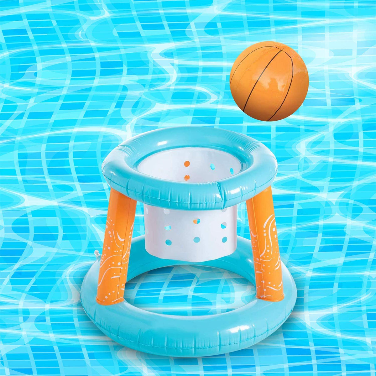 Inflatable Pool Volleyball Net and Basketball Hoops Floating Pool Game Toys Set F5892