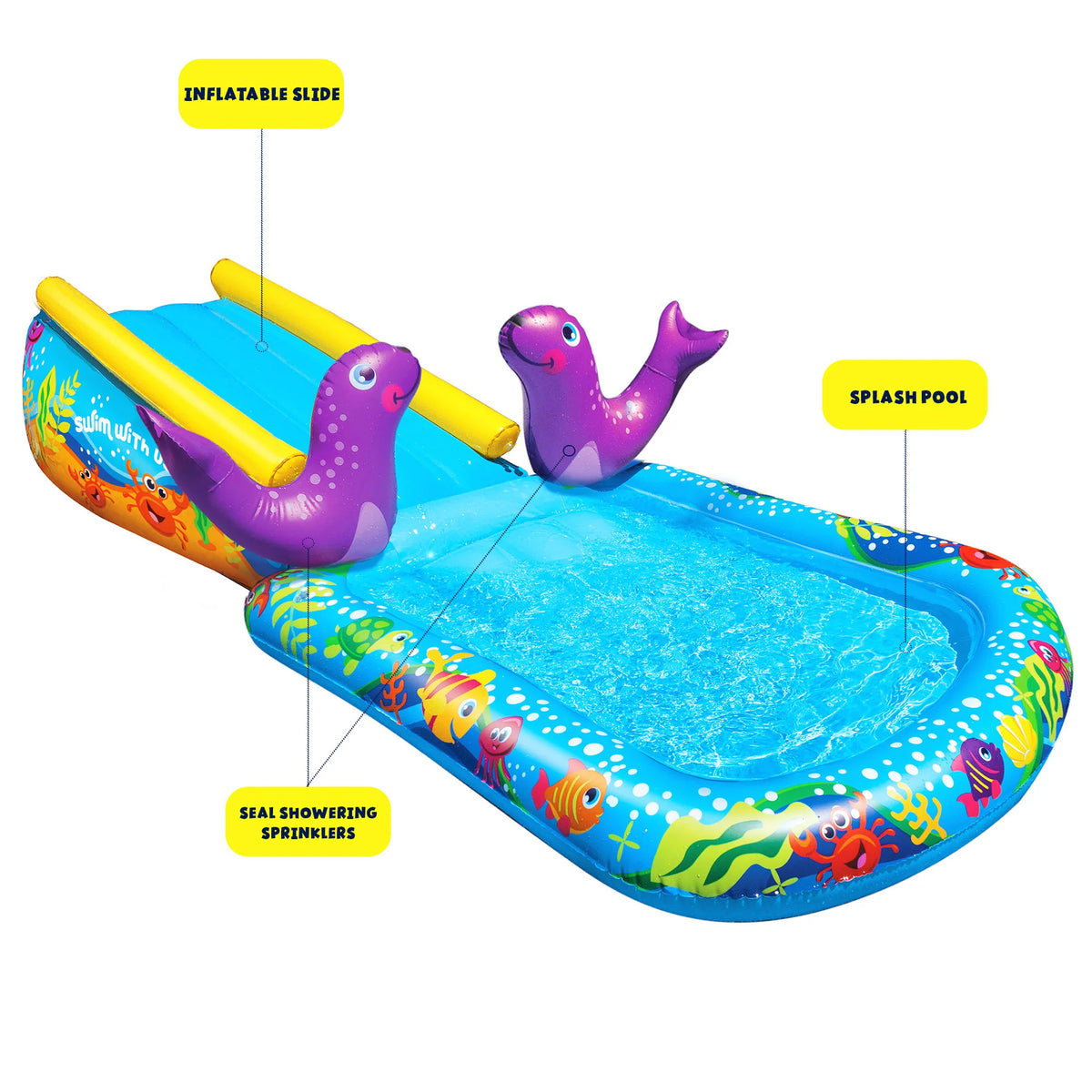 Inflatable Water Slide & Splash Pool with Sprinkler P860552