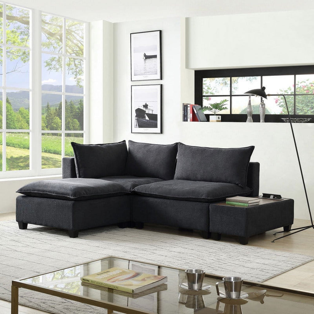Dark Gray Fabric Sectional Set P35021