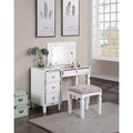 White Wooden Makeup Vanity Set with Lift-up Mirror and Stool W138410