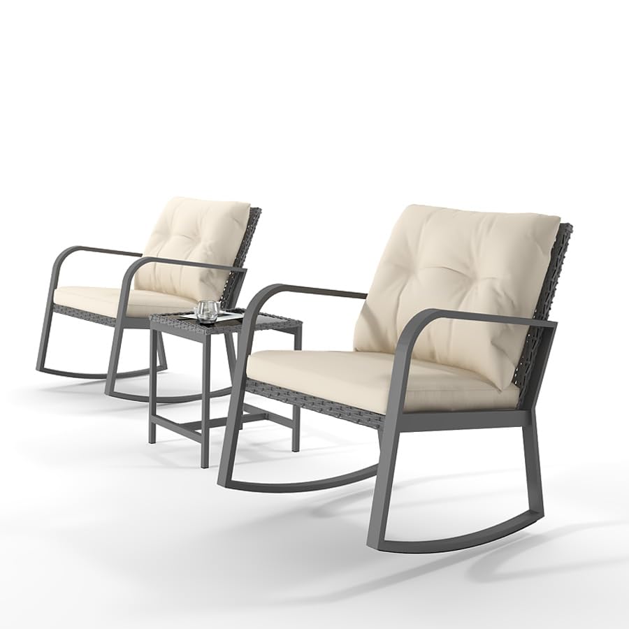 3 Piece Wicker Patio Bistro Set with Cushions P989