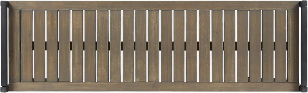 Gray Acacia Wood and Iron Bench J4080