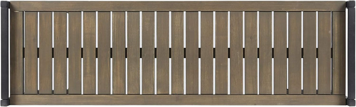 Gray Acacia Wood and Iron Bench J4080