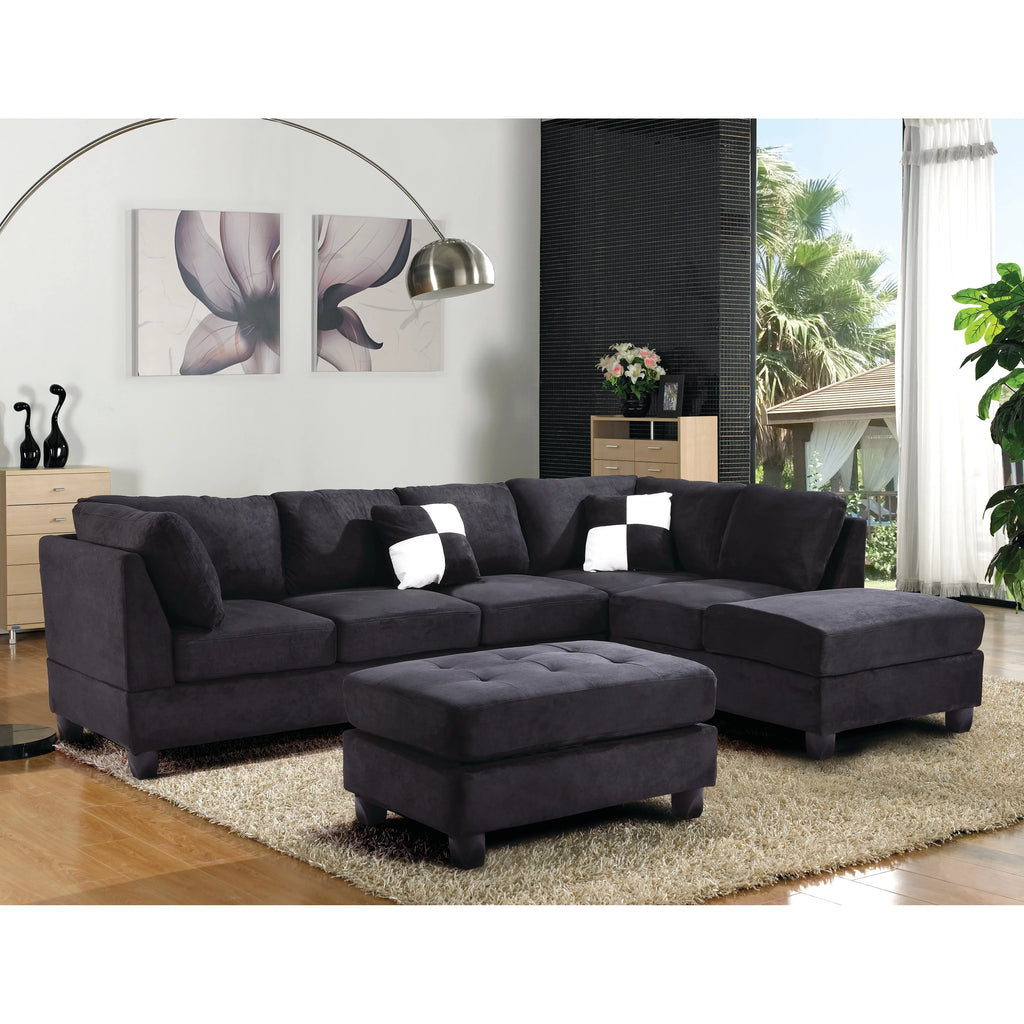 Black Microsuede Sectional N39984