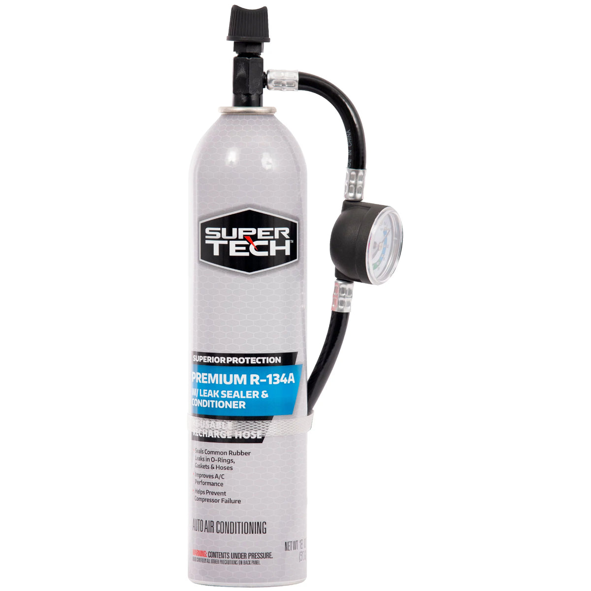 R-134a Automotive Refrigerant with Hose and Gauge, 18 oz F357165