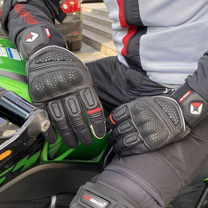 Leather Motorcycle Full Finger Touchscreen Riding Gloves H86495