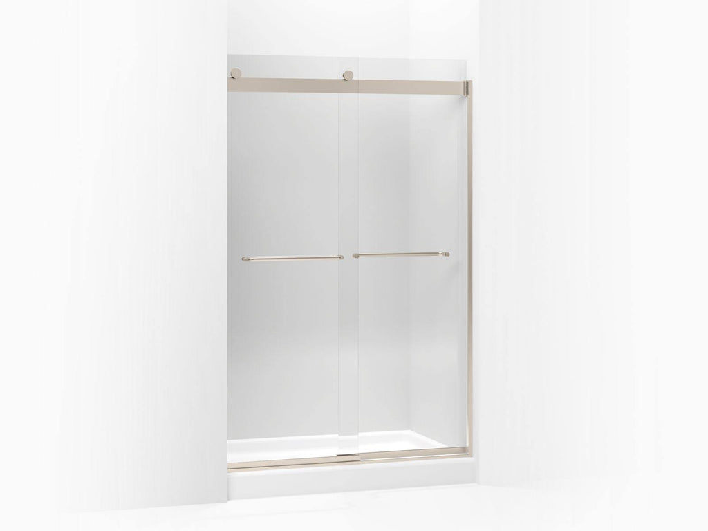 Frameless Sliding Shower Door with Crystal Clear Glass, Anodized Brushed Bronze P981