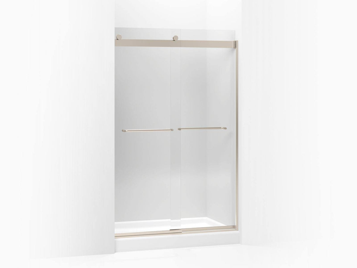 Frameless Sliding Shower Door with Crystal Clear Glass, Anodized Brushed Bronze P981