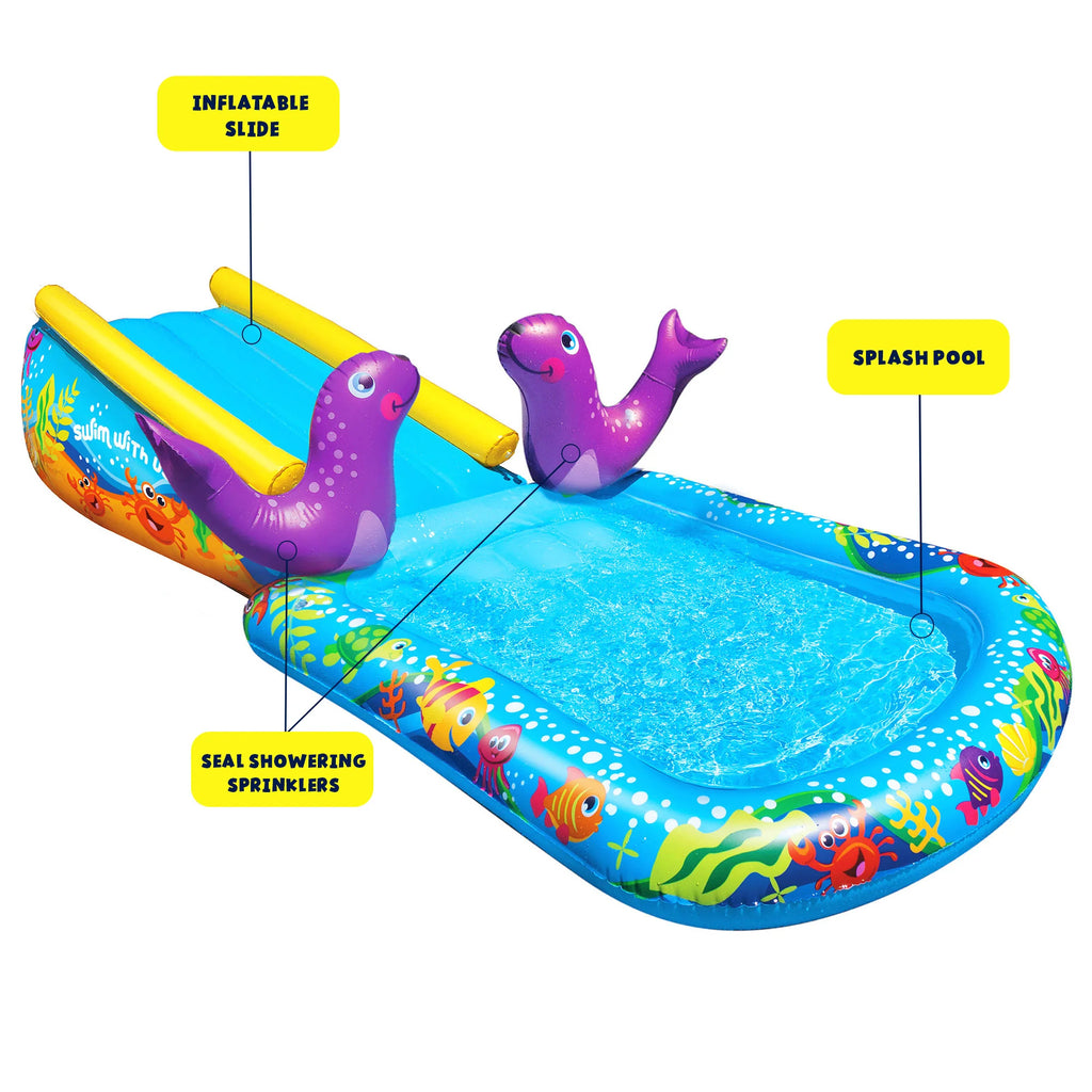 Inflatable Water Slide & Splash Pool with Sprinkler P860552