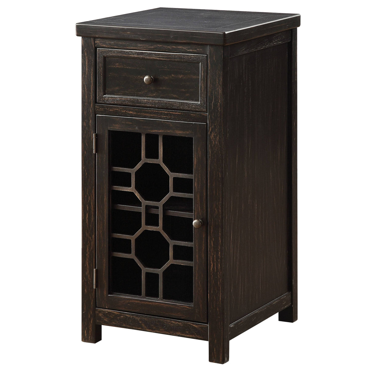 Antique Teal Solid Wood 1-Drawer Side Table C29353