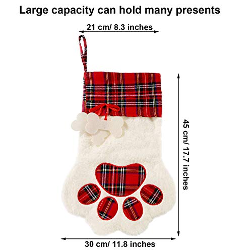 2 Pieces 17.7 Inch Christmas Pet Stockings Buffalo Plaid W26005