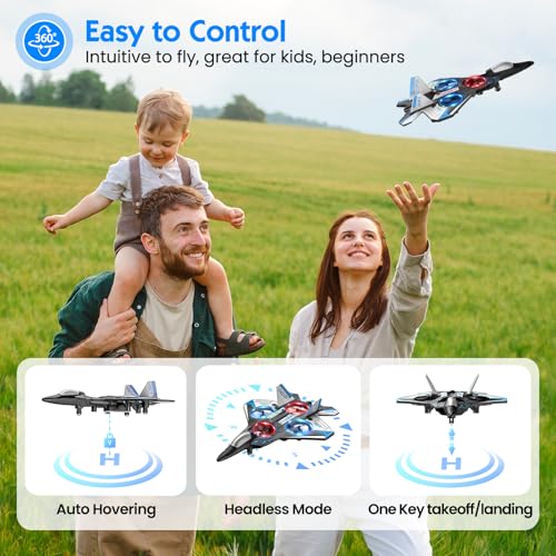 Remote Control Airplane with LED Lights, 2 Rechargeable Batteries T6219