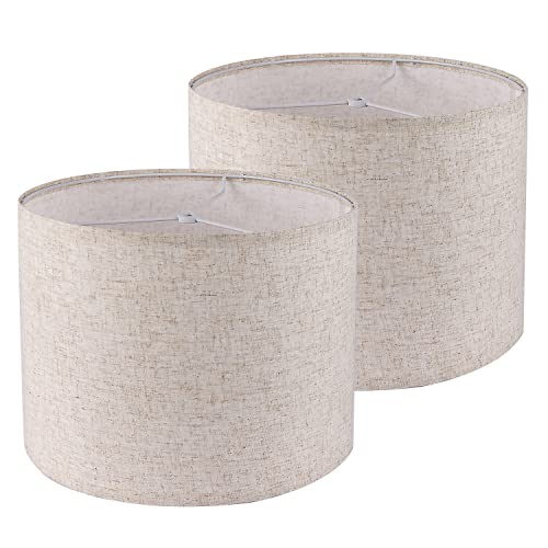 Beige Drum Fabric Lampshades Set of 2 C6394
