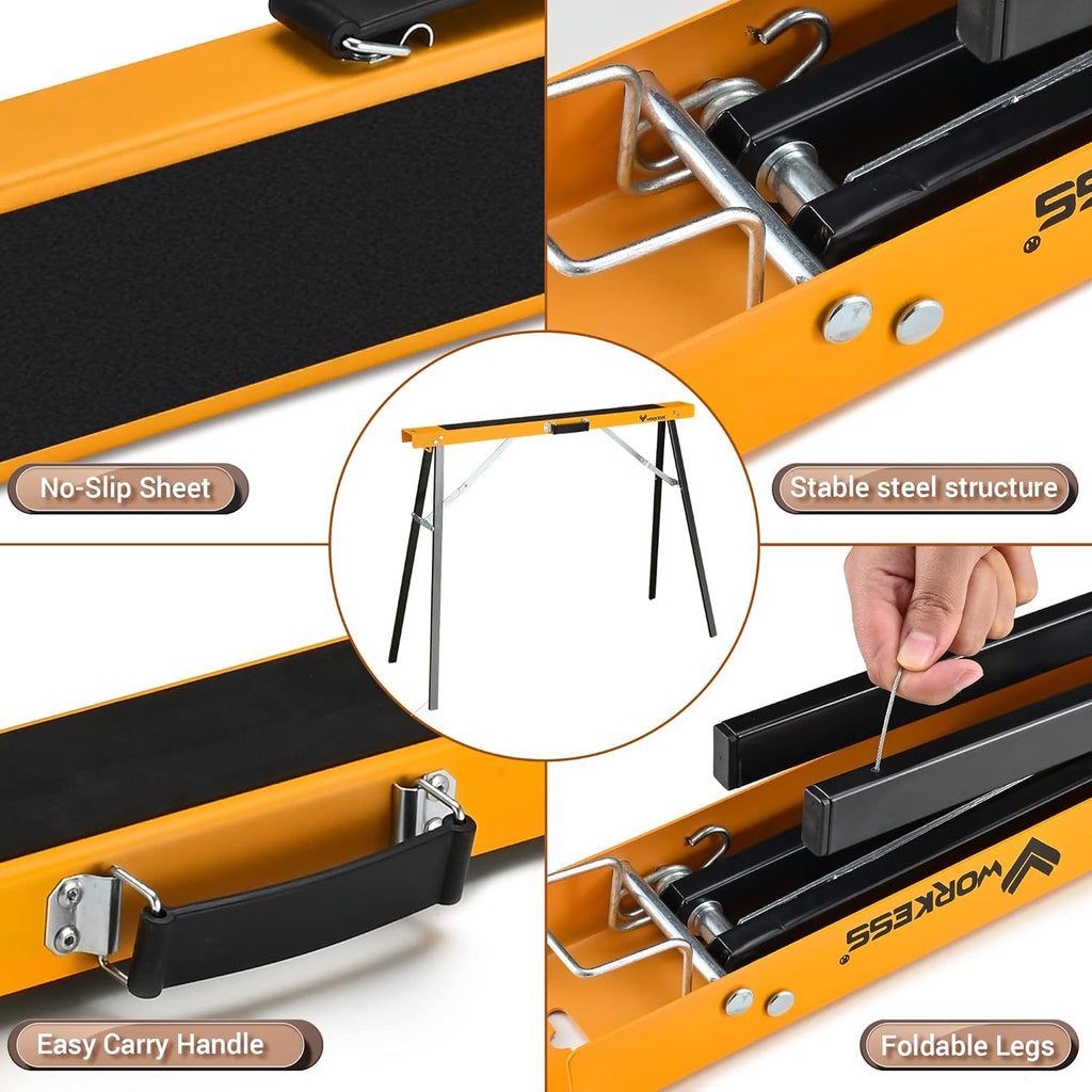 Twin Pack Portable Folding Sawhorse, 275 LBS Capacity Each O38129