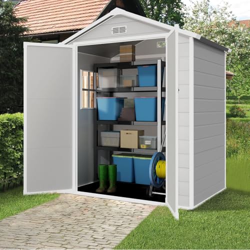 Outdoor Resin Storage Shed with Floor (6 * 4.4 FT) V677