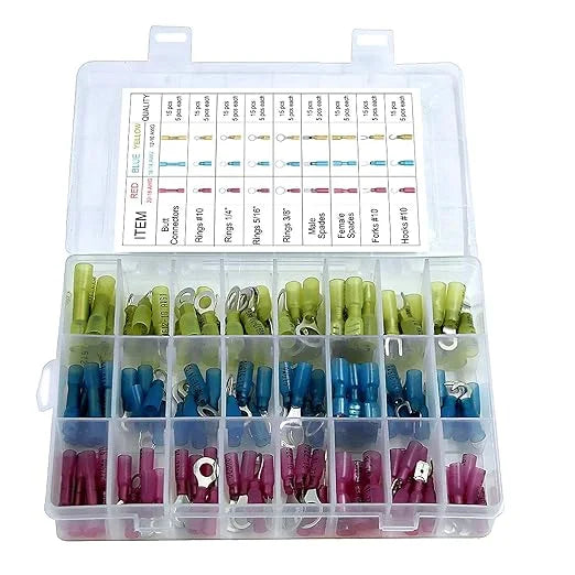 135 Pcs Insulated Waterproof Heat Shrink Wire Connectors Kit X9478