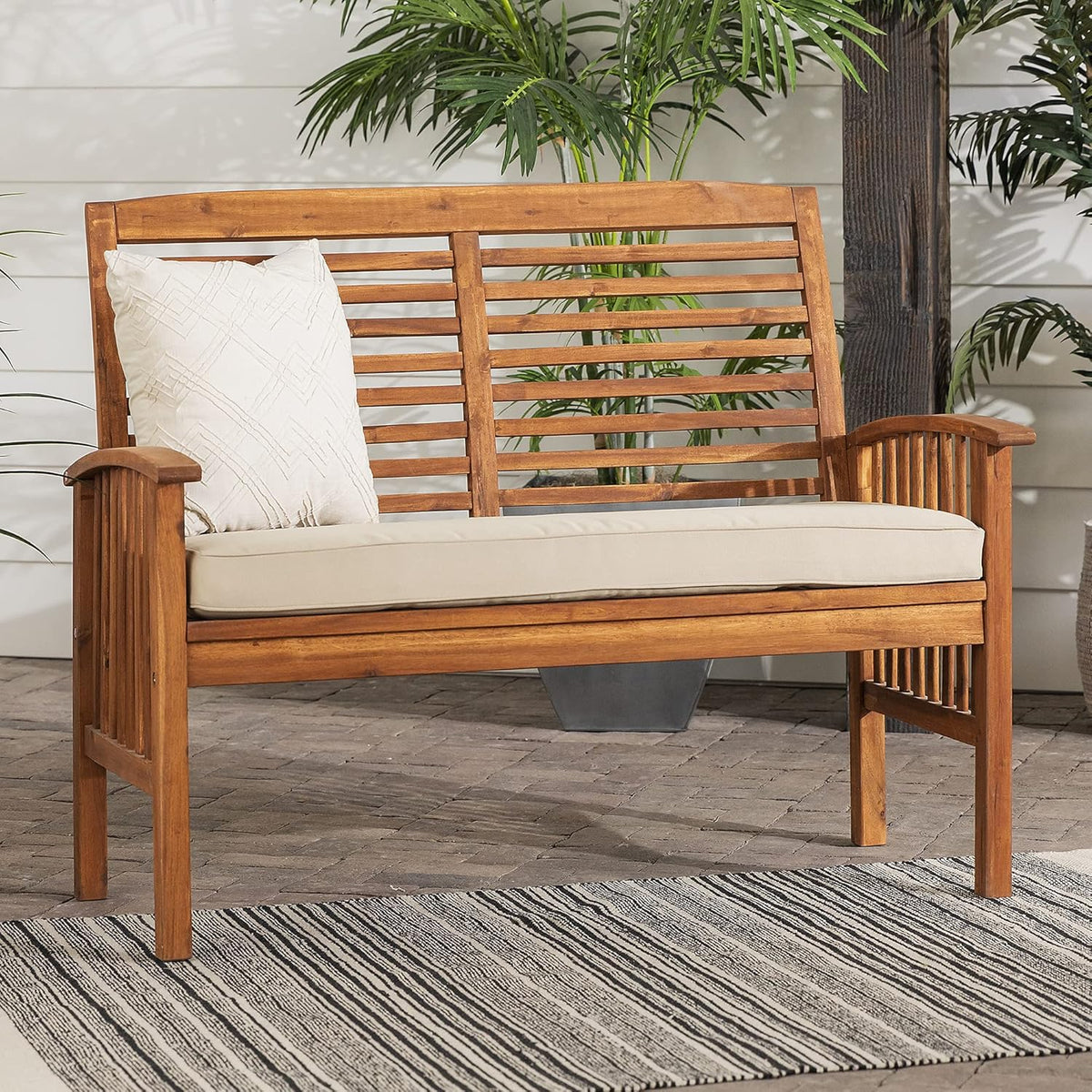 Brown Acacia Wood Outdoor Accent Table D248314