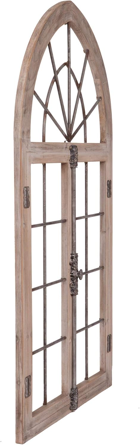 Distressed Gray Arched Cathedral Window Frame Wall Décor E75745