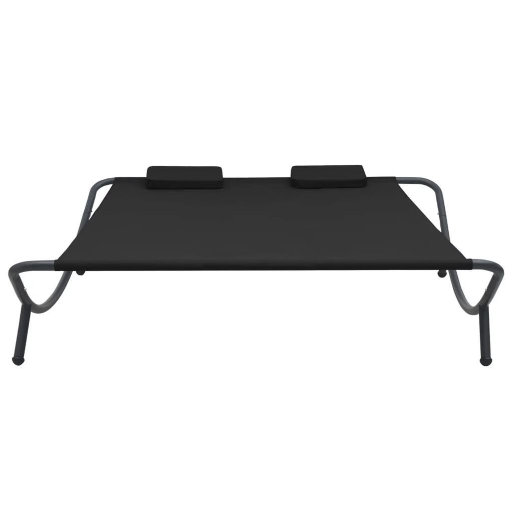 Outdoor Lounge Bed with 2 Pillows Fabric Steel Frame Z68337