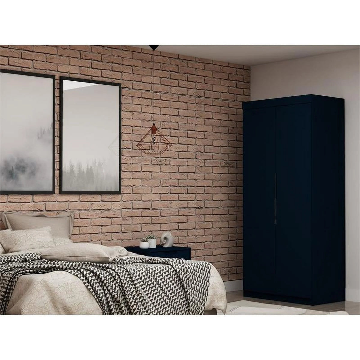 Blue Wood Sectional Corner Wardrobe Closet L675