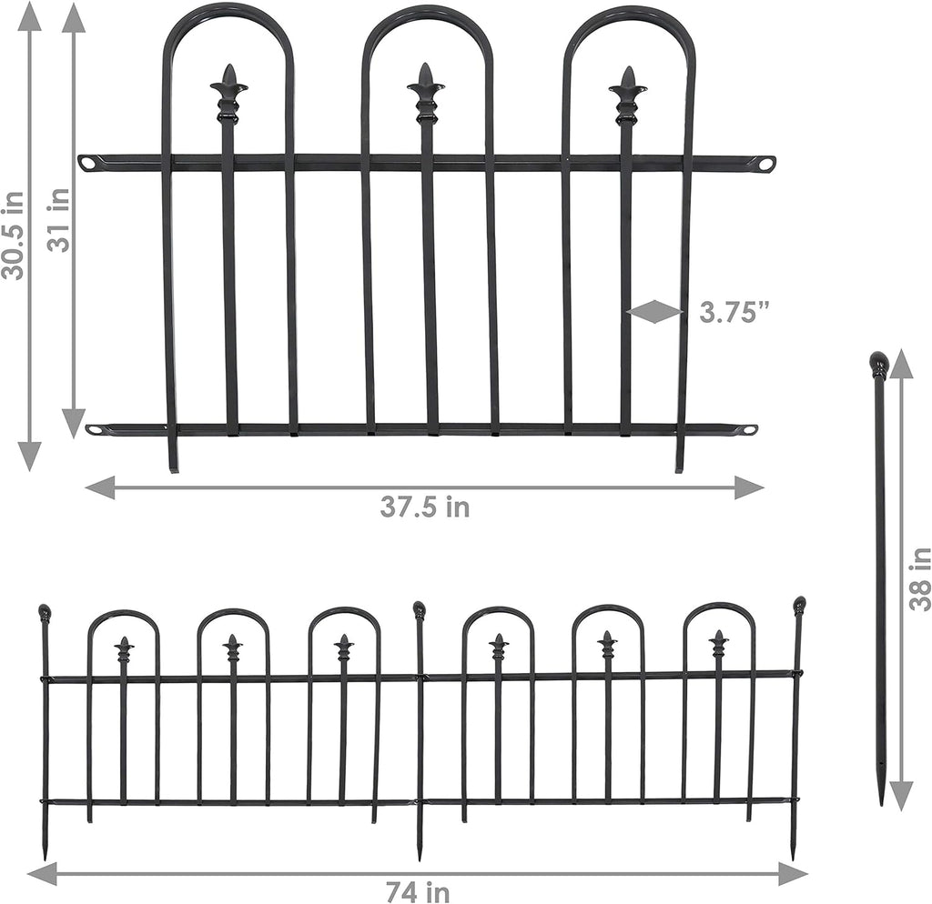 Black Steel Decorative Metal Garden Fence Panels and 3 Posts H793