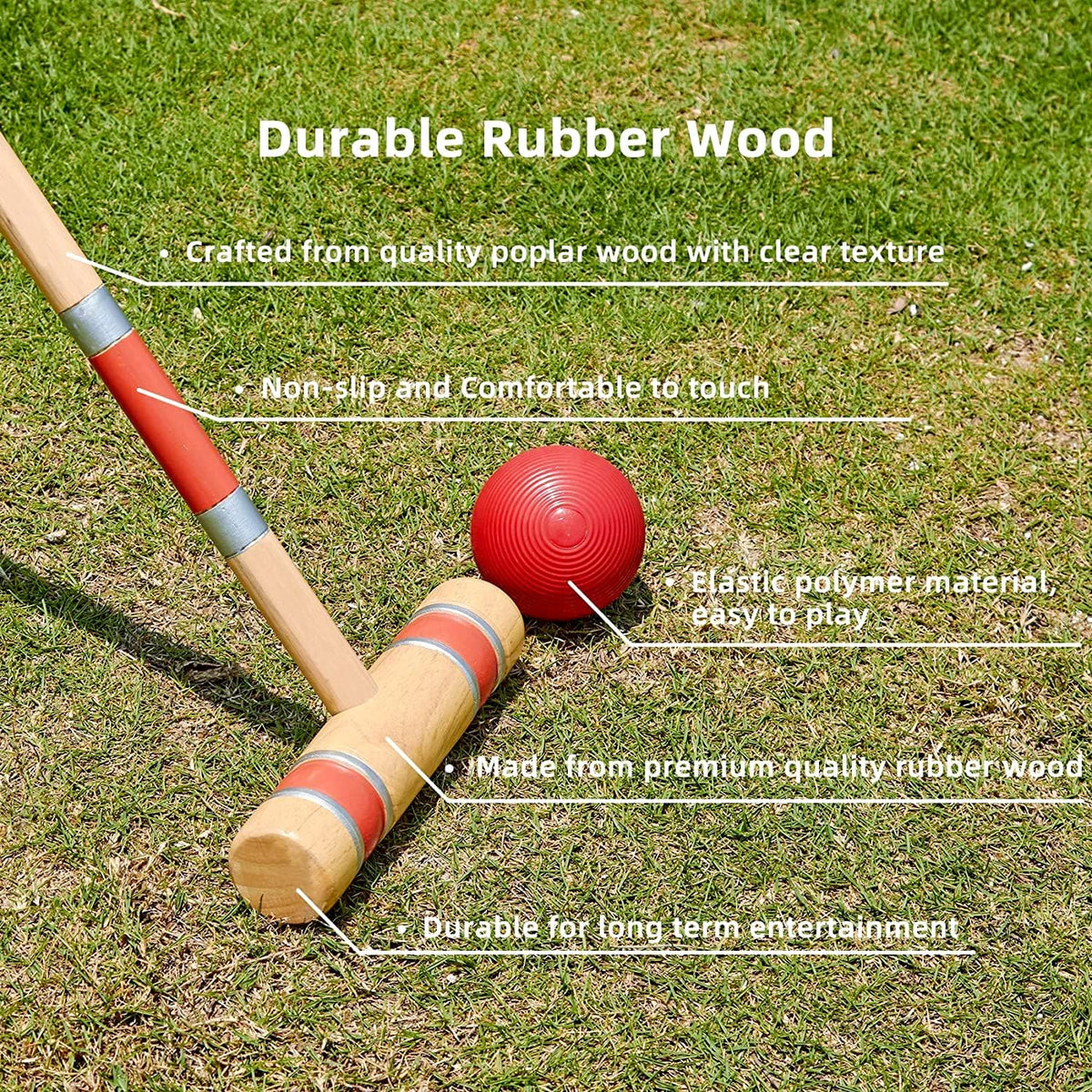 Six Player Croquet Set with Wooden Mallets P77364