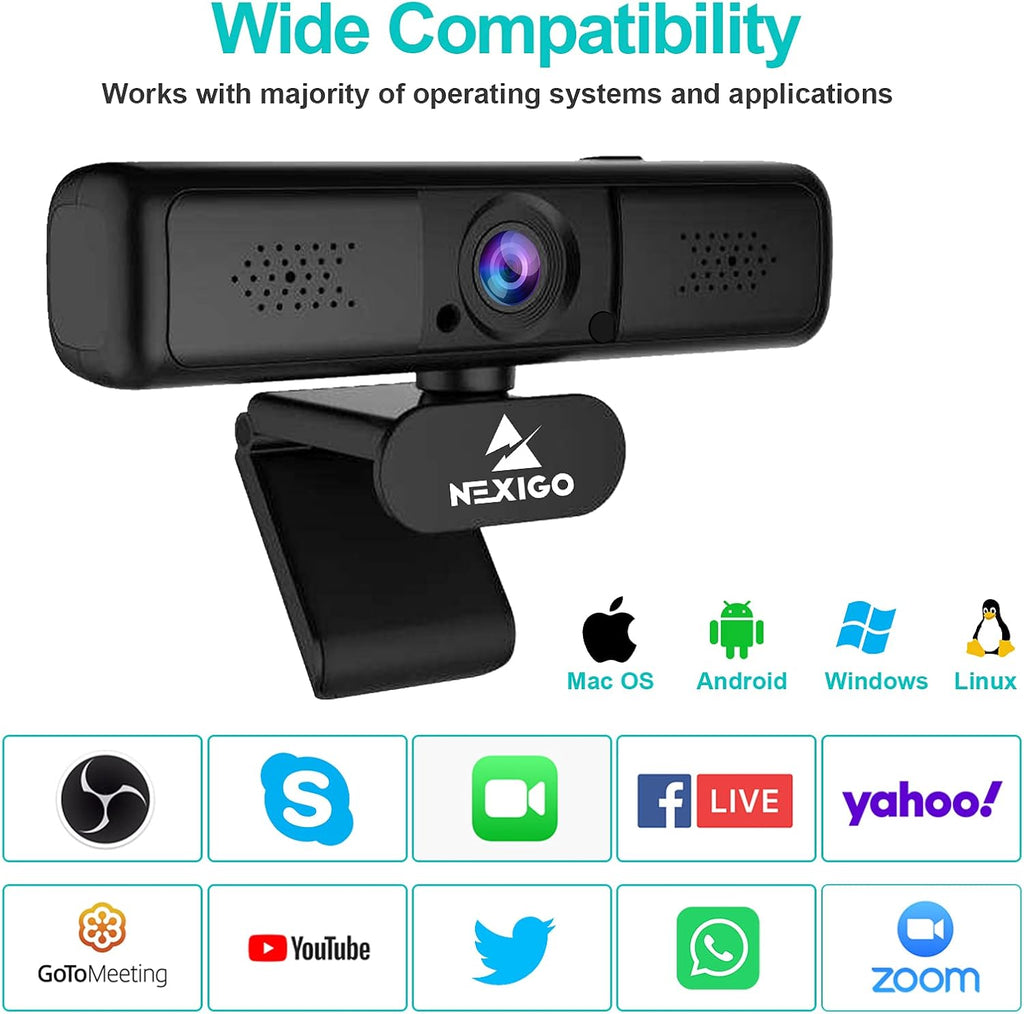 2K 4MP Zoomable Webcam with Privacy Cover & Dual Microphone H739
